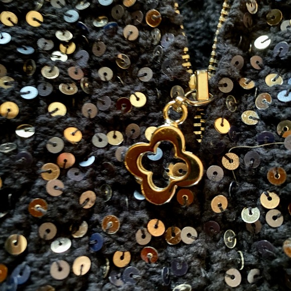 Pink Tartan navy sequin zipper cardigan NWT - Picture 3 of 8